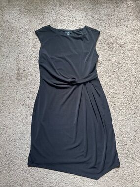 Ann Taylor Black Midi Sheath Dress with Twist Waist